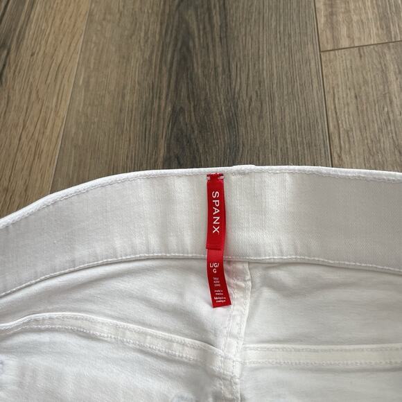 NEW Spanx Seamed Front Wide Leg Jeans Large TALL High Rise Shaping Ecru White - Picture 9 of 14